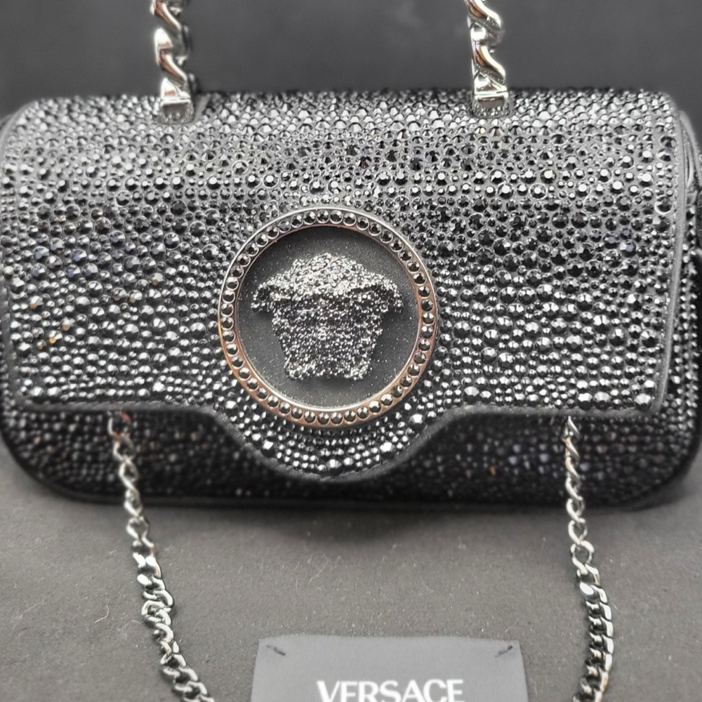 Versace Black Textured Clutch